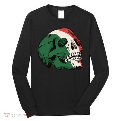 Italian Flag Skull Long Sleeve Shirt