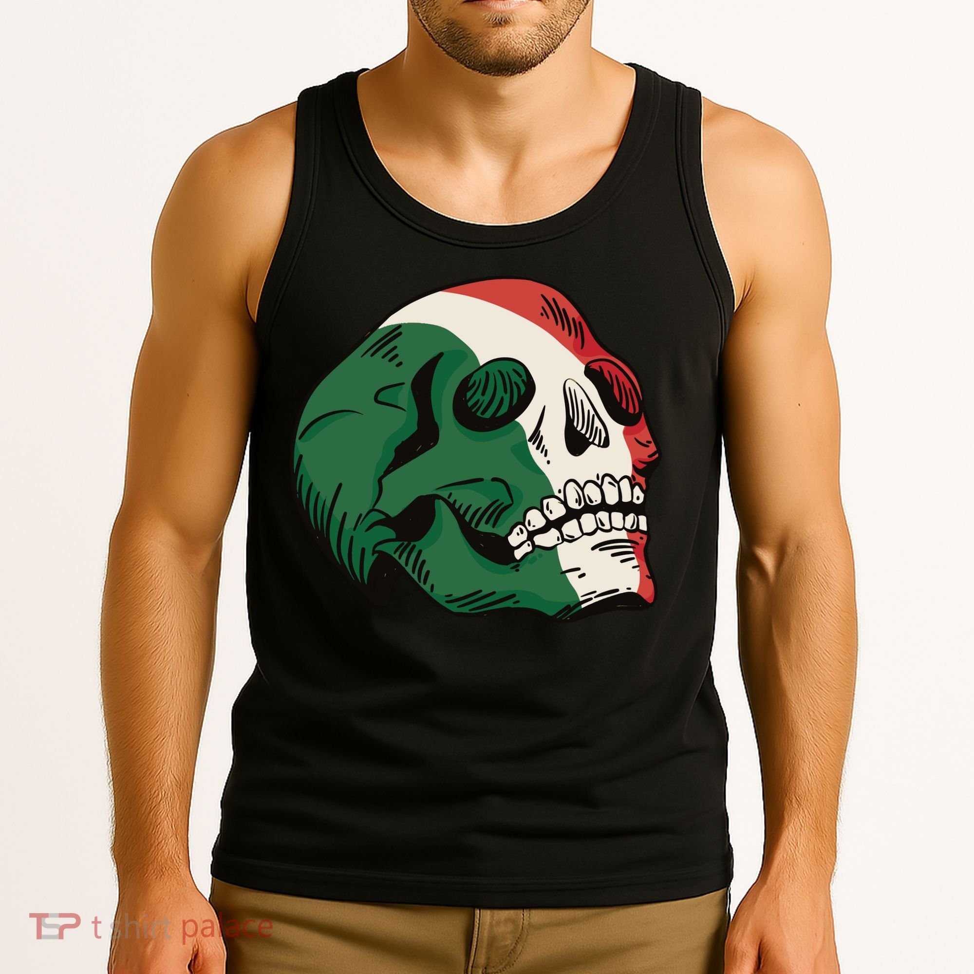 Italian Flag Skull Tank Top