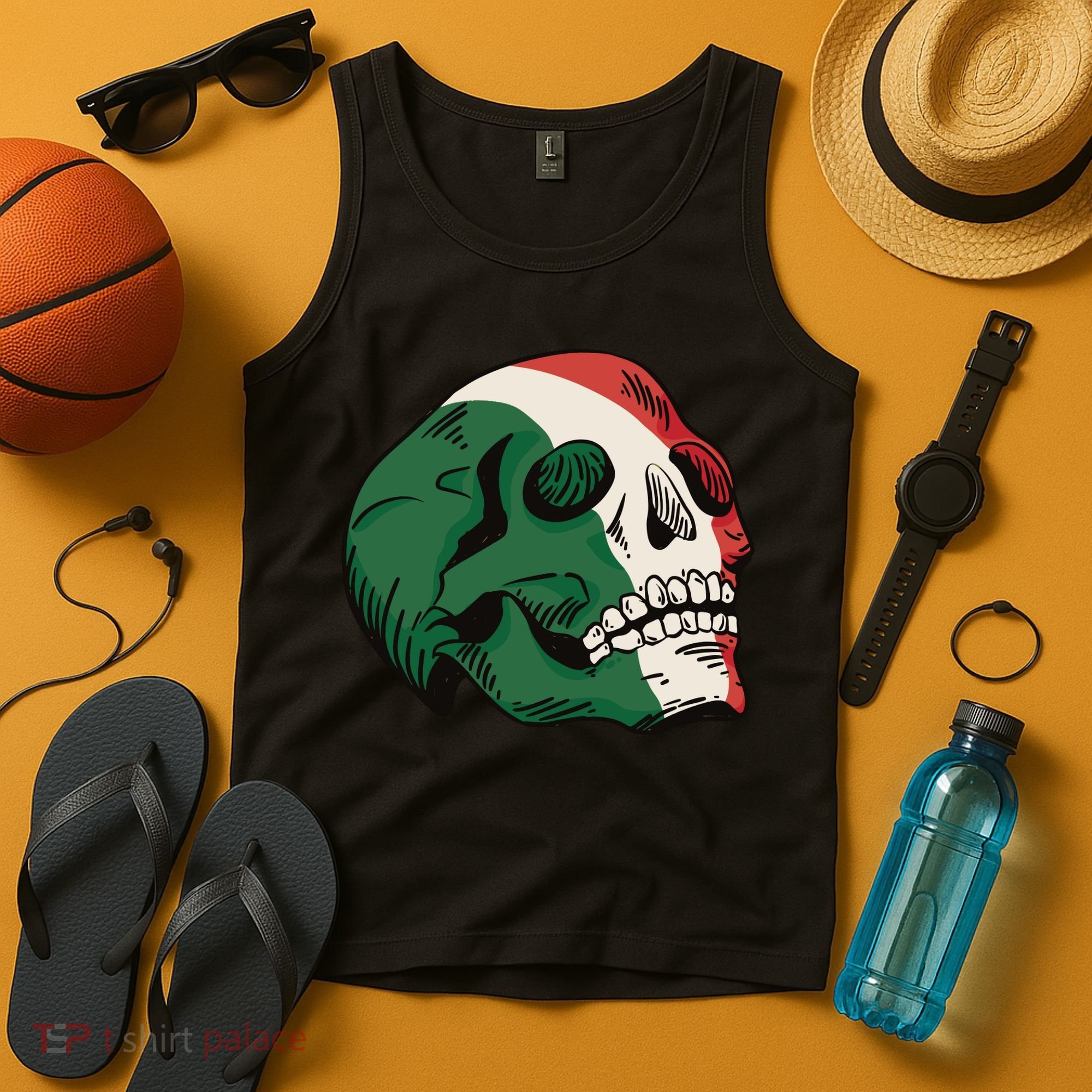 Italian Flag Skull Tank Top