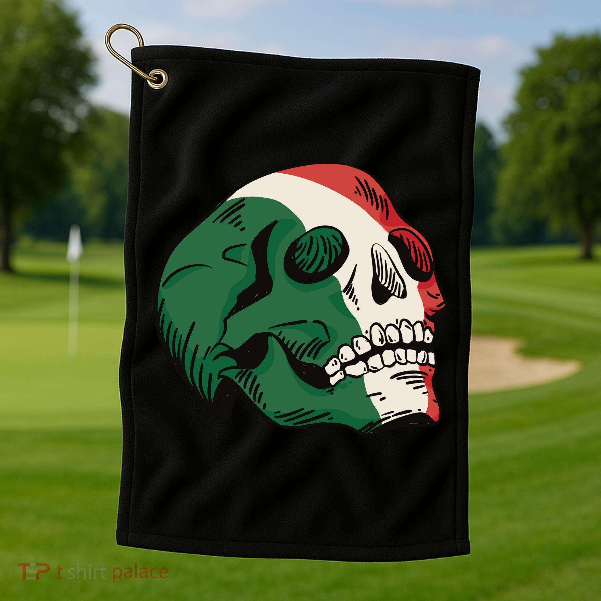 Italian Flag Skull Golf Towel