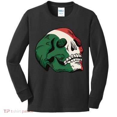 Italian Flag Skull Kids Long Sleeve Shirt