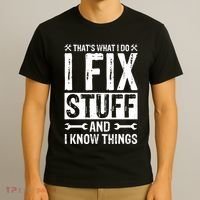 I Fix Stuff And I Know Things Graphic Print T-Shirt thumb 3