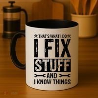 I Fix Stuff And I Know Things Graphic Print Coffee Mug thumb 4