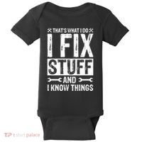 I Fix Stuff And I Know Things Graphic Print Baby Bodysuit thumb 0