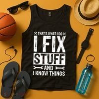 I Fix Stuff And I Know Things Graphic Print Tank Top thumb 4