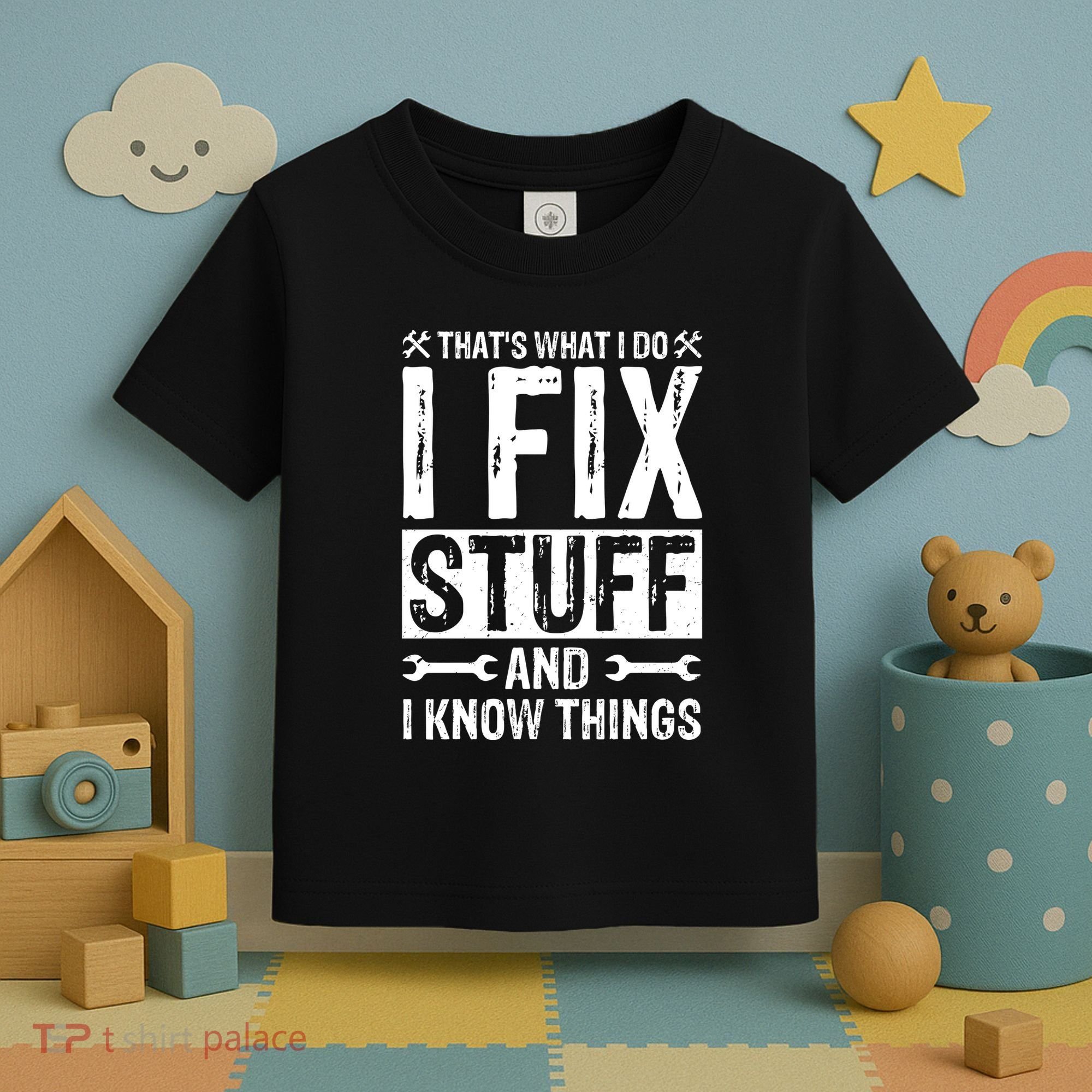 I Fix Stuff And I Know Things Graphic Print Toddler T-Shirt