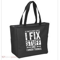 I Fix Stuff And I Know Things Graphic Print Tote Bag thumb 2