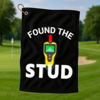I Found The Stud Funny Stud Finder Joke Golf Towel thumb 1