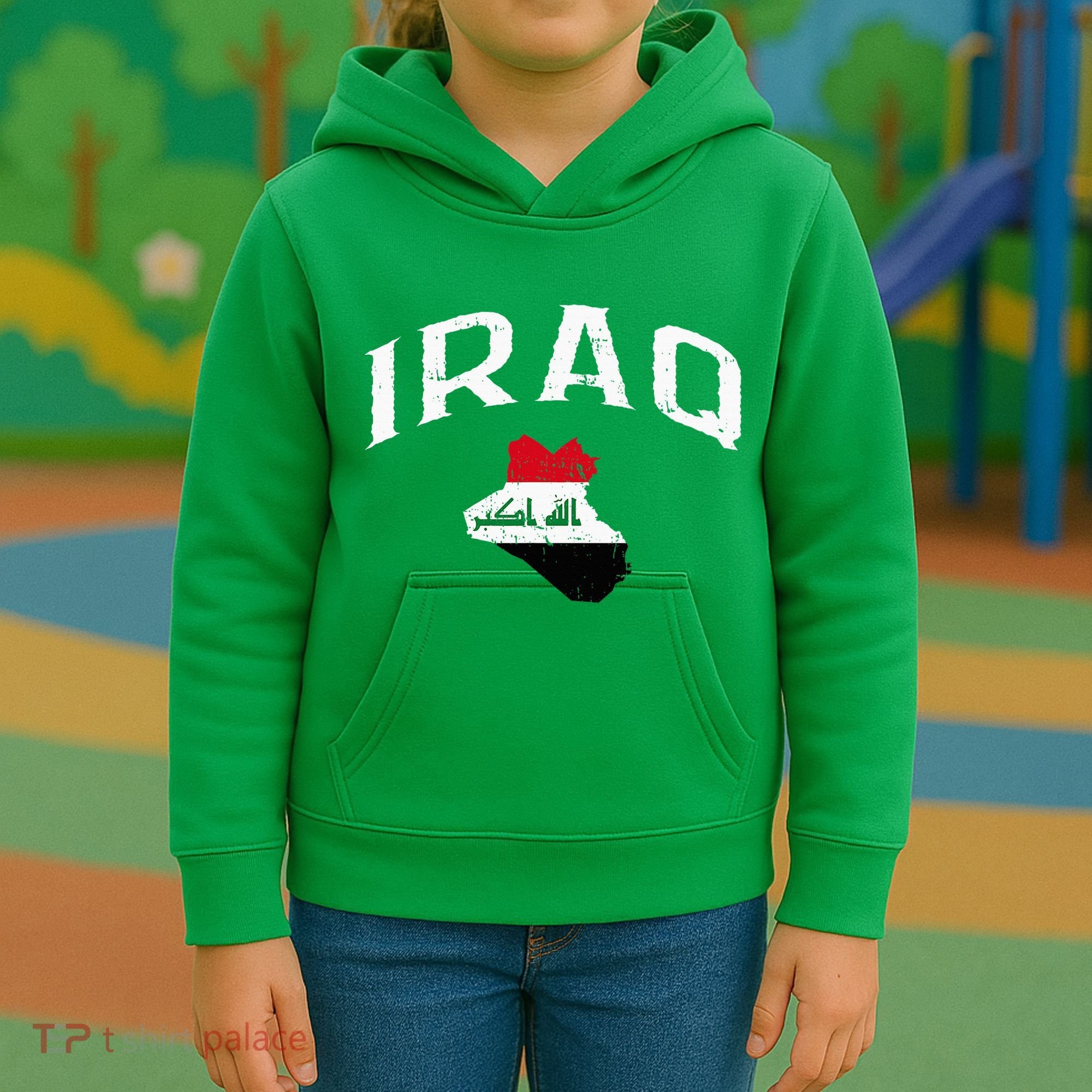 Iraq Flag Throwback Sport Souvenir Kids Hoodie