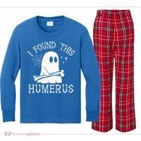 I Found This Humerus Halloween Kids Long Sleeve Plaid Pajama Set thumb 0