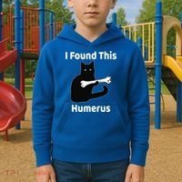 I Found This Humerus Funny Cat Lover Gift Kids Hoodie thumb 2
