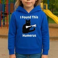 I Found This Humerus Funny Cat Lover Gift Kids Hoodie thumb 3