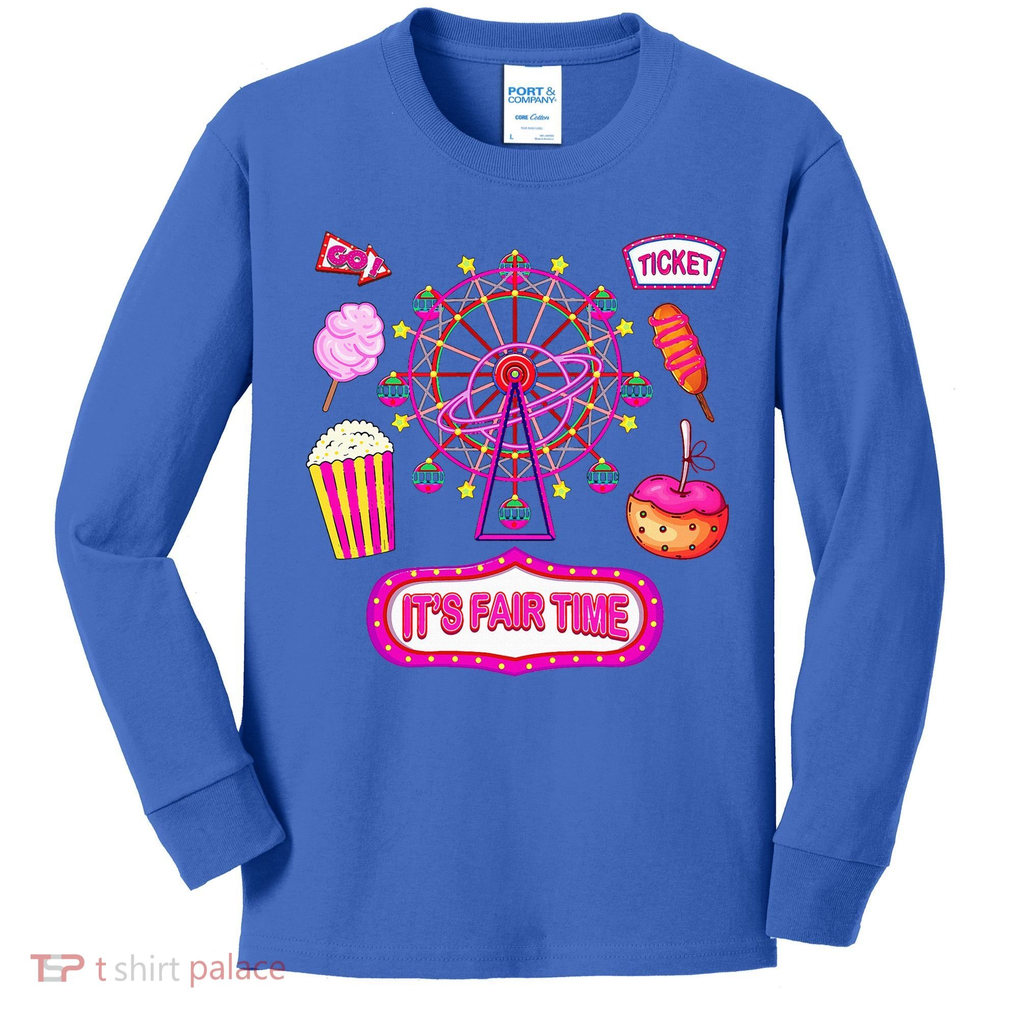 Its Fair Time Funny State Fair Ferris Wheel And Good Food Kids Long Sleeve Shirt