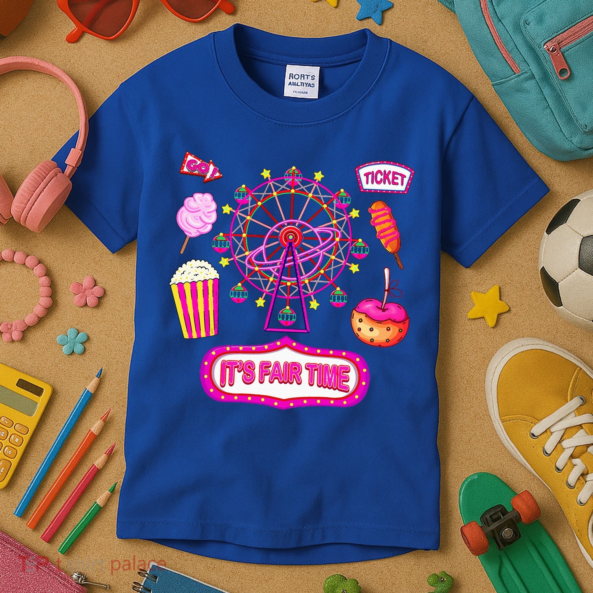 Its Fair Time Funny State Fair Ferris Wheel And Good Food Kids T-Shirt