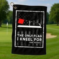 Ice Fishing Tip Up The Only Flag I Kneel For Golf Towel thumb 1