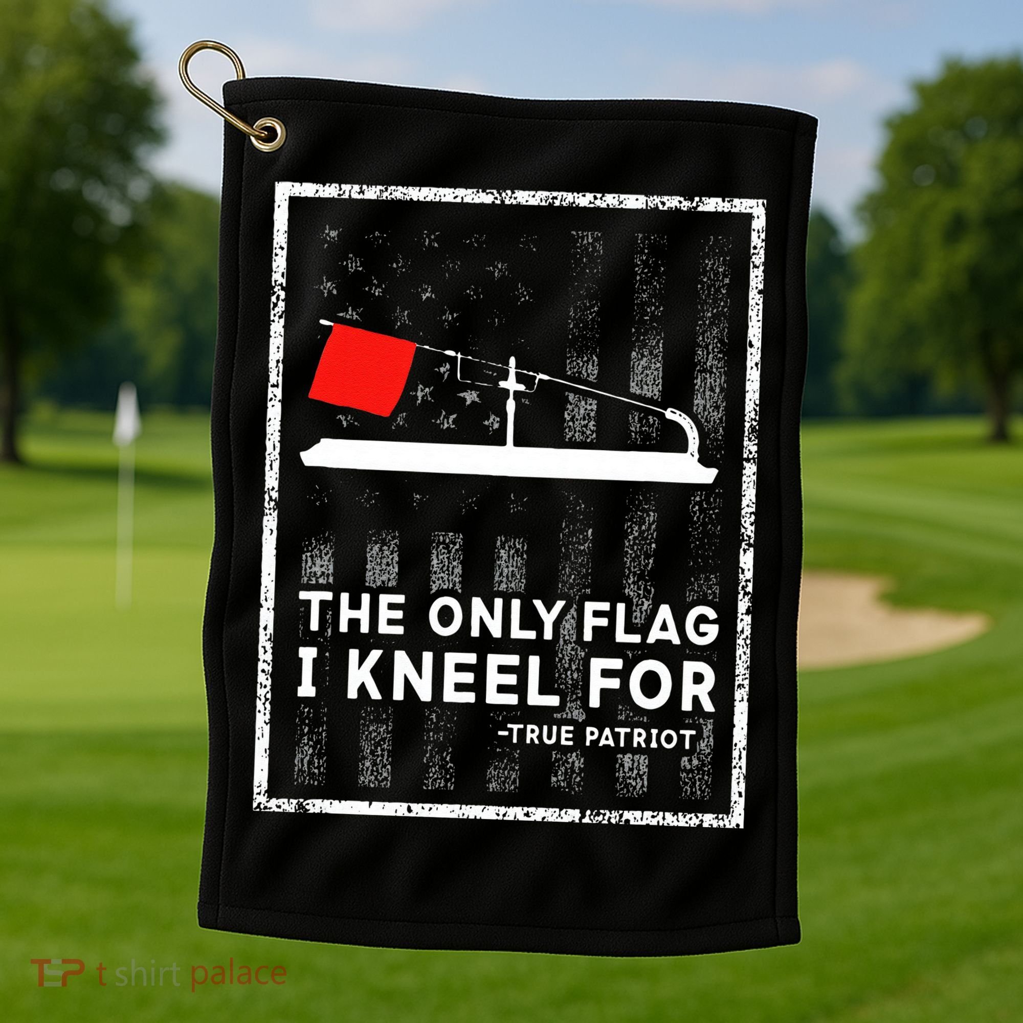 Ice Fishing Tip Up The Only Flag I Kneel For Golf Towel