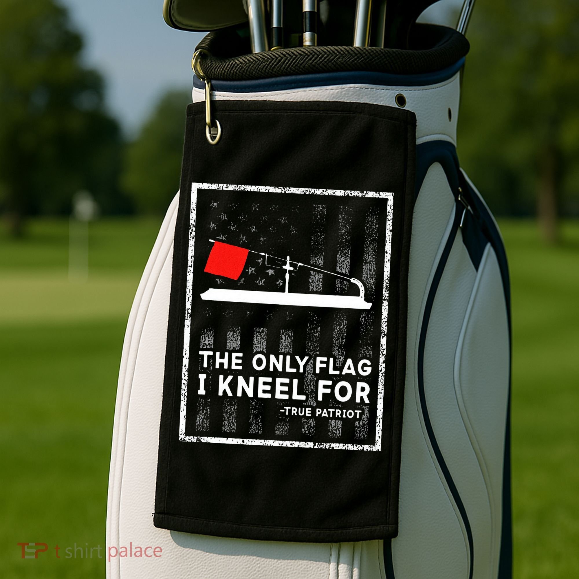 Ice Fishing Tip Up The Only Flag I Kneel For Golf Towel