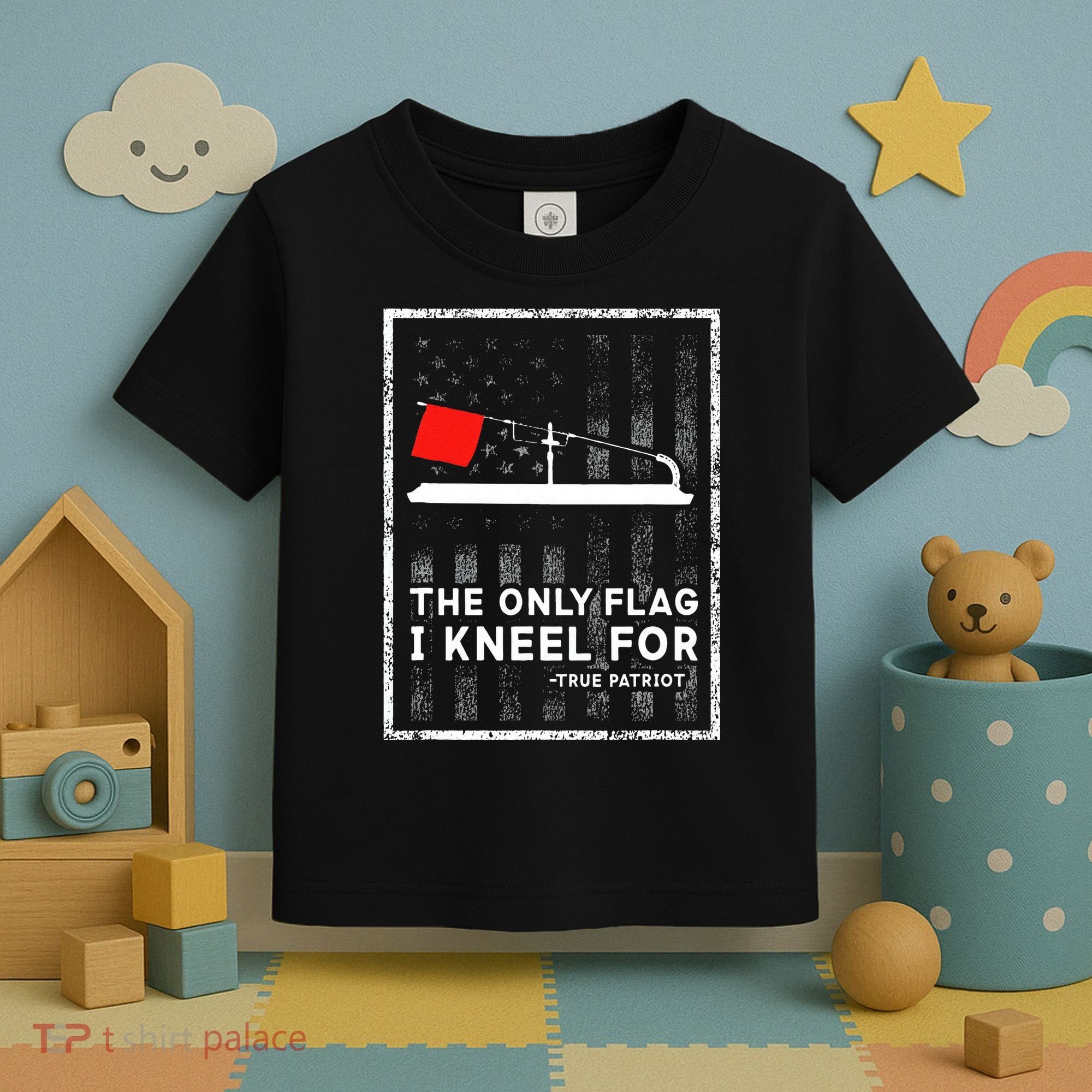 Ice Fishing Tip Up The Only Flag I Kneel For Toddler T-Shirt