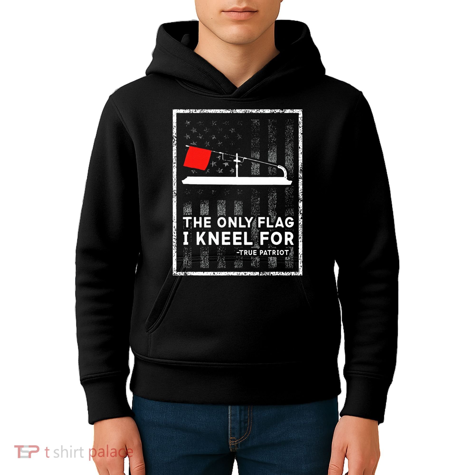Ice Fishing Tip Up The Only Flag I Kneel For Kids Hoodie