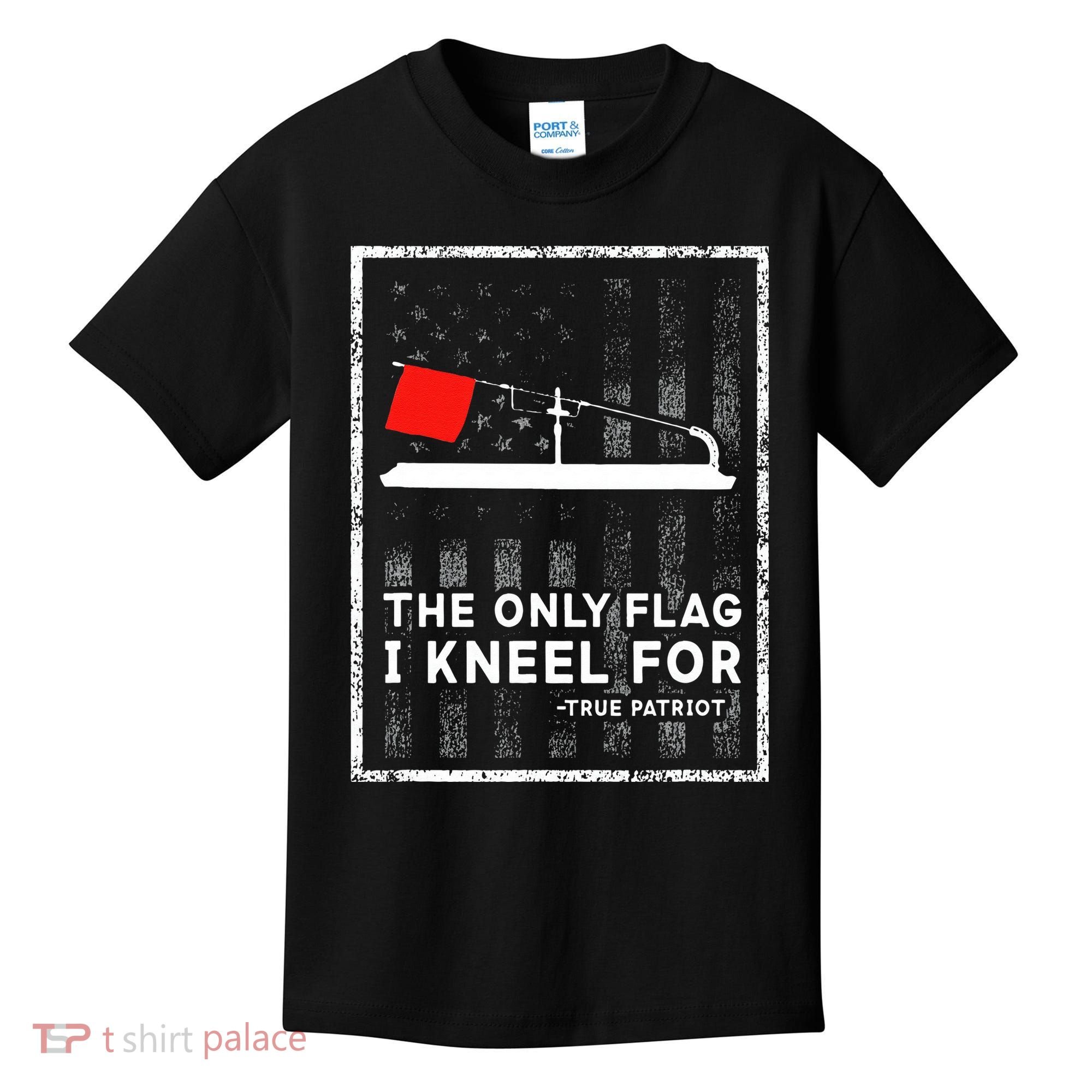 Ice Fishing Tip Up The Only Flag I Kneel For Kids T-Shirt