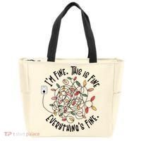 Im Fine This Is Fine Everything Is Fine Funny Christmas Tote Bag thumb 0