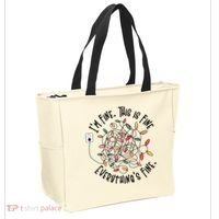 Im Fine This Is Fine Everything Is Fine Funny Christmas Tote Bag thumb 2