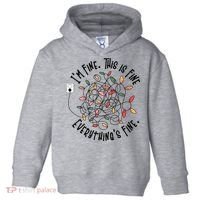 Im Fine This Is Fine Everything Is Fine Funny Christmas Toddler Hoodie thumb 0