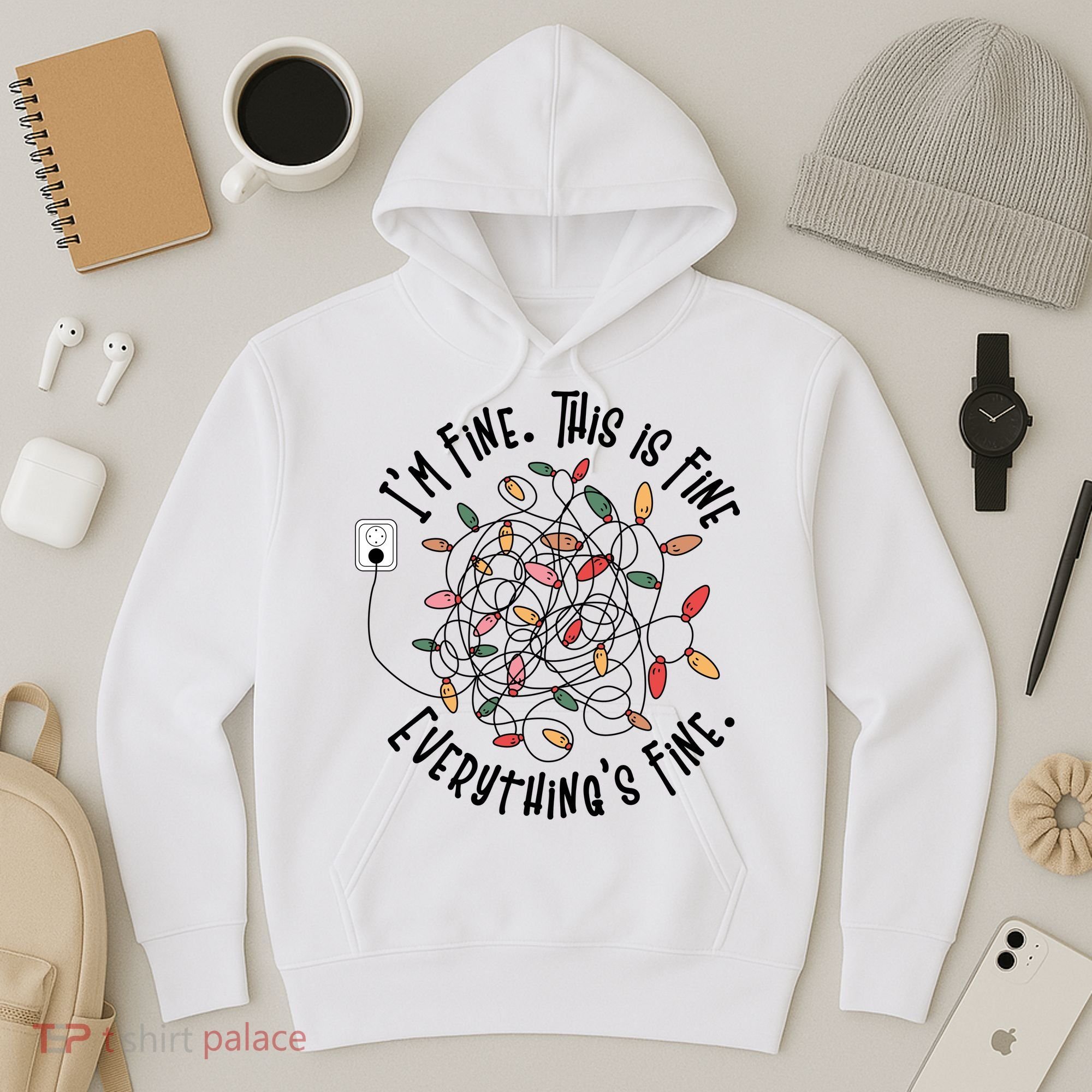 Im Fine This Is Fine Everything Is Fine Funny Christmas Hoodie