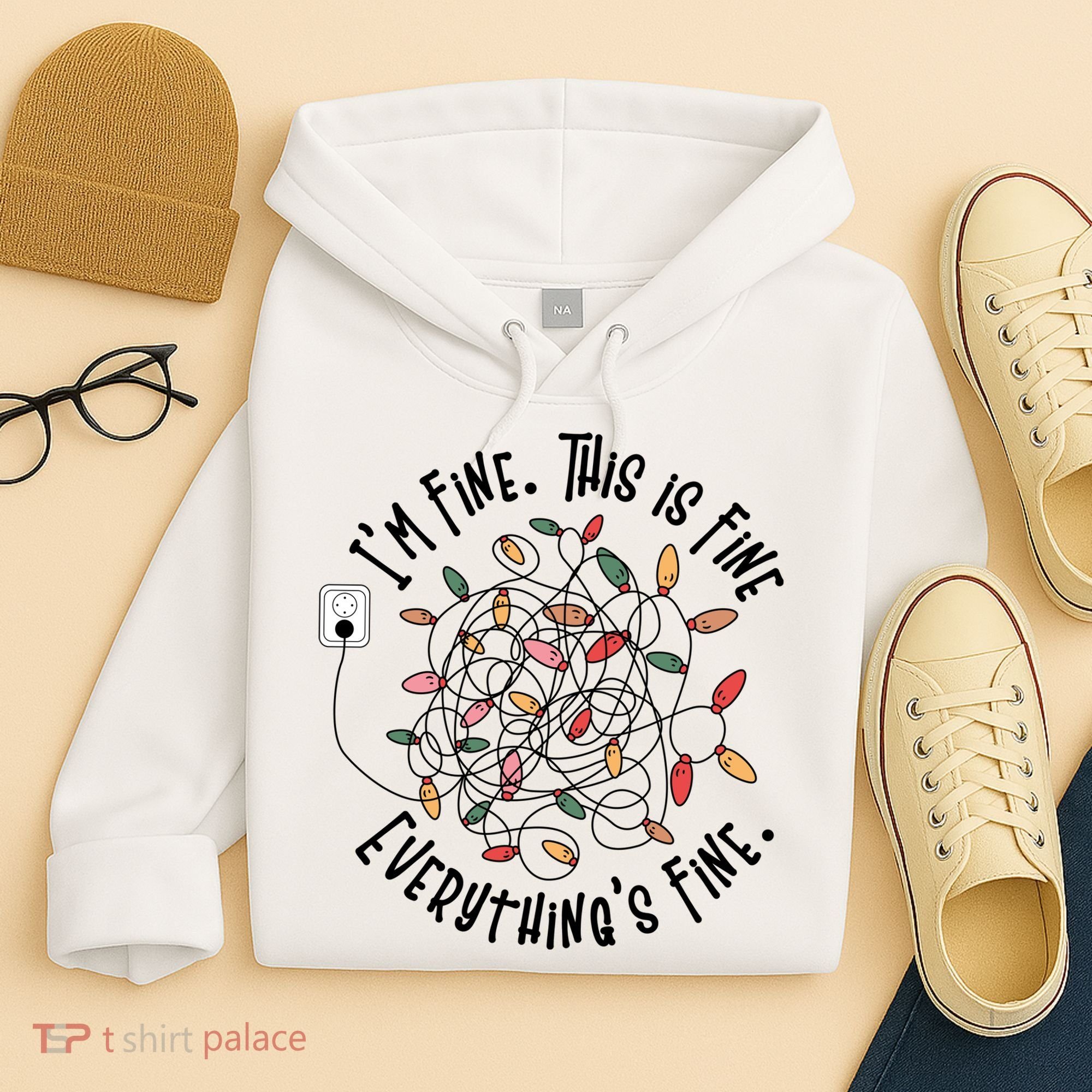 Im Fine This Is Fine Everything Is Fine Funny Christmas Hoodie