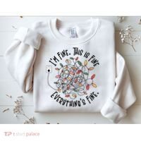 Im Fine This Is Fine Everything Is Fine Funny Christmas Sweatshirt thumb 2