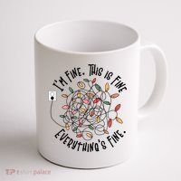 Im Fine This Is Fine Everything Is Fine Funny Christmas Coffee Mug thumb 1
