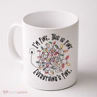 Im Fine This Is Fine Everything Is Fine Funny Christmas Coffee Mug thumb 0