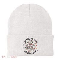 Im Fine This Is Fine Everything Is Fine Funny Christmas Beanie thumb 0