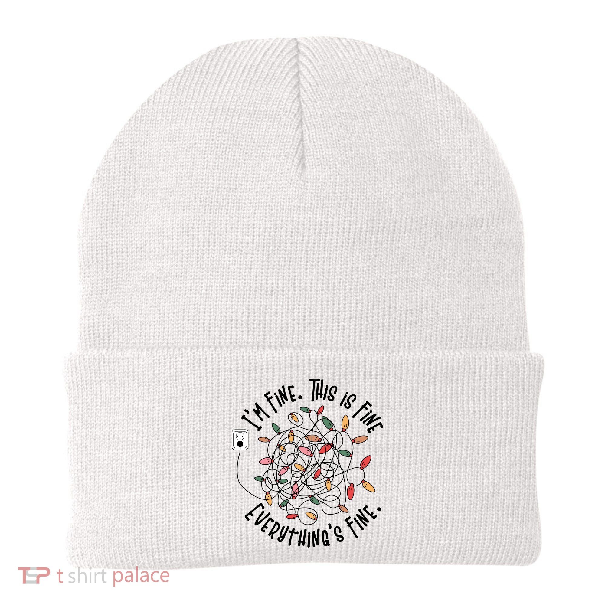 Im Fine This Is Fine Everything Is Fine Funny Christmas Beanie
