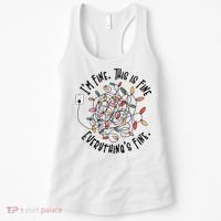 Im Fine This Is Fine Everything Is Fine Funny Christmas Women's Tank Top thumb 0
