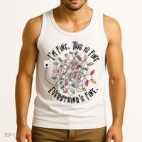 Im Fine This Is Fine Everything Is Fine Funny Christmas Tank Top thumb 3