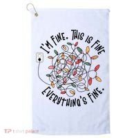 Im Fine This Is Fine Everything Is Fine Funny Christmas Golf Towel thumb 0