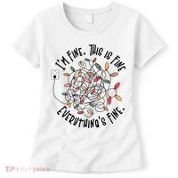 Im Fine This Is Fine Everything Is Fine Funny Christmas Women's T-Shirt thumb 0