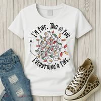 Im Fine This Is Fine Everything Is Fine Funny Christmas Women's T-Shirt thumb 3