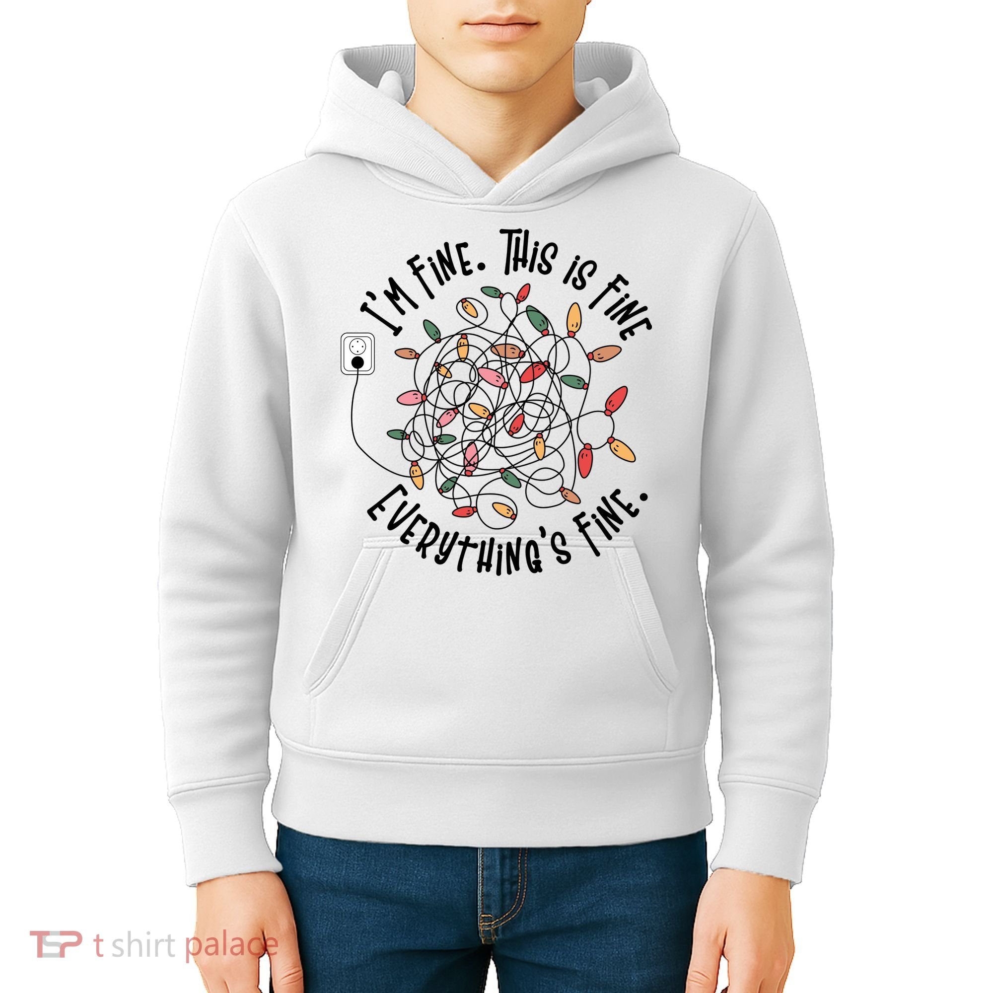 Im Fine This Is Fine Everything Is Fine Funny Christmas Kids Hoodie