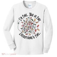Im Fine This Is Fine Everything Is Fine Funny Christmas Kids Long Sleeve Shirt thumb 0