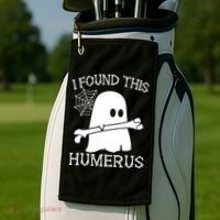I Found This Humerus Halloween Ghost Humorous Saying Funny Golf Towel thumb 2