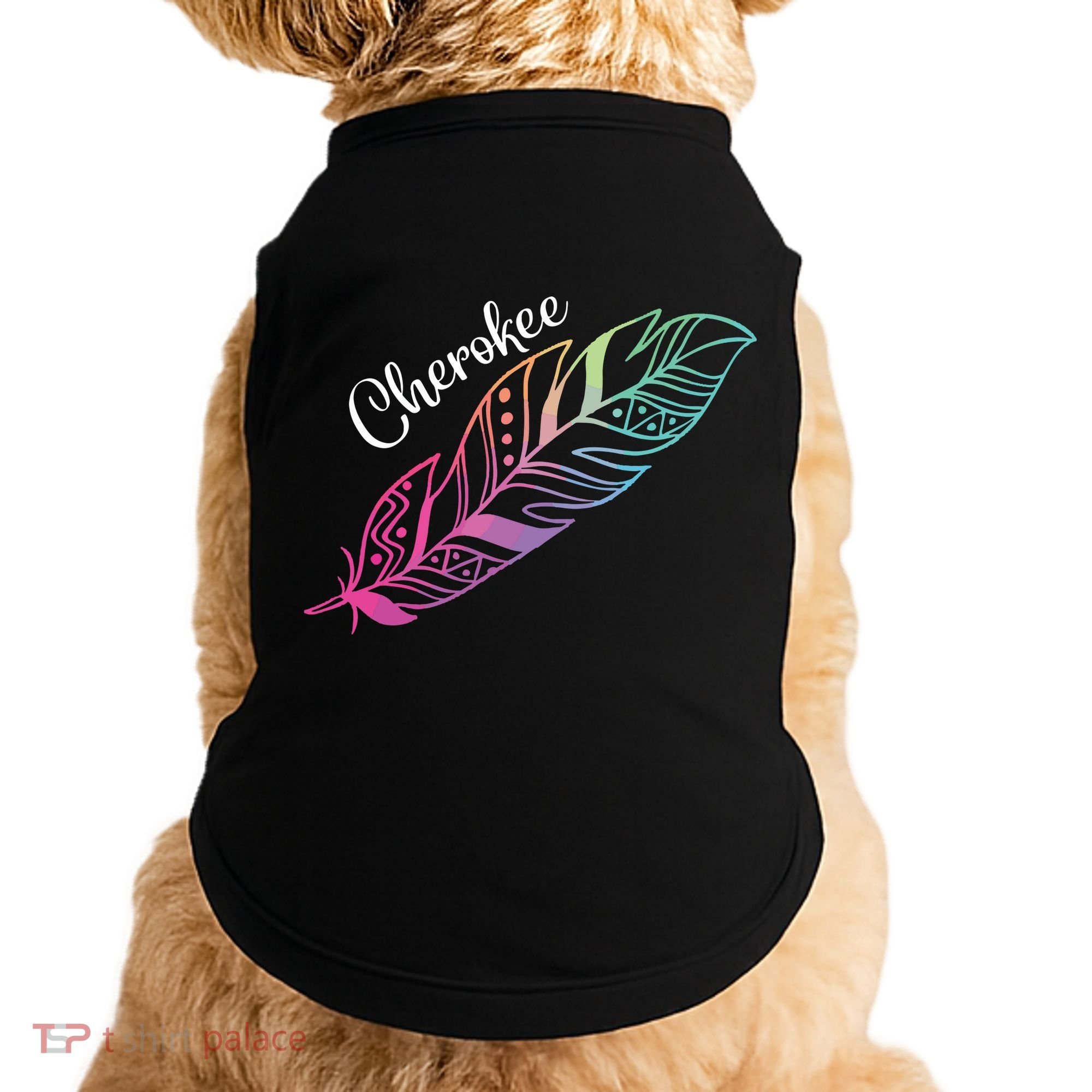 Indigenous Feather Tee Native American Cherokee Tribe Doggie Tank