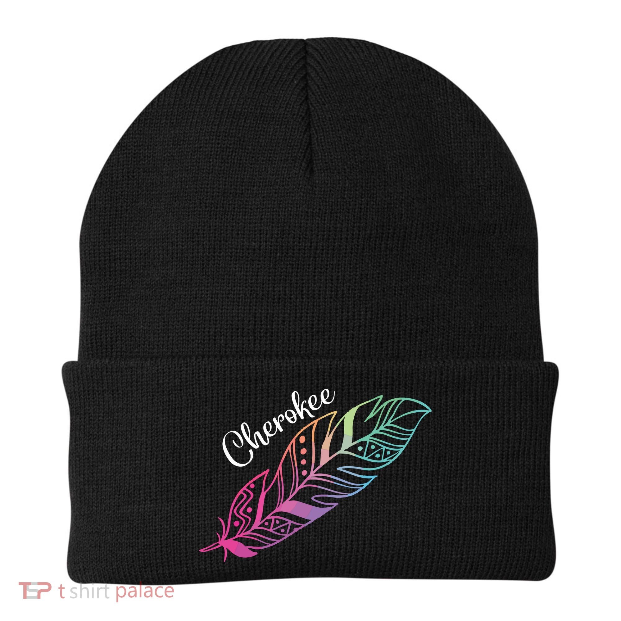 Indigenous Feather Tee Native American Cherokee Tribe Beanie