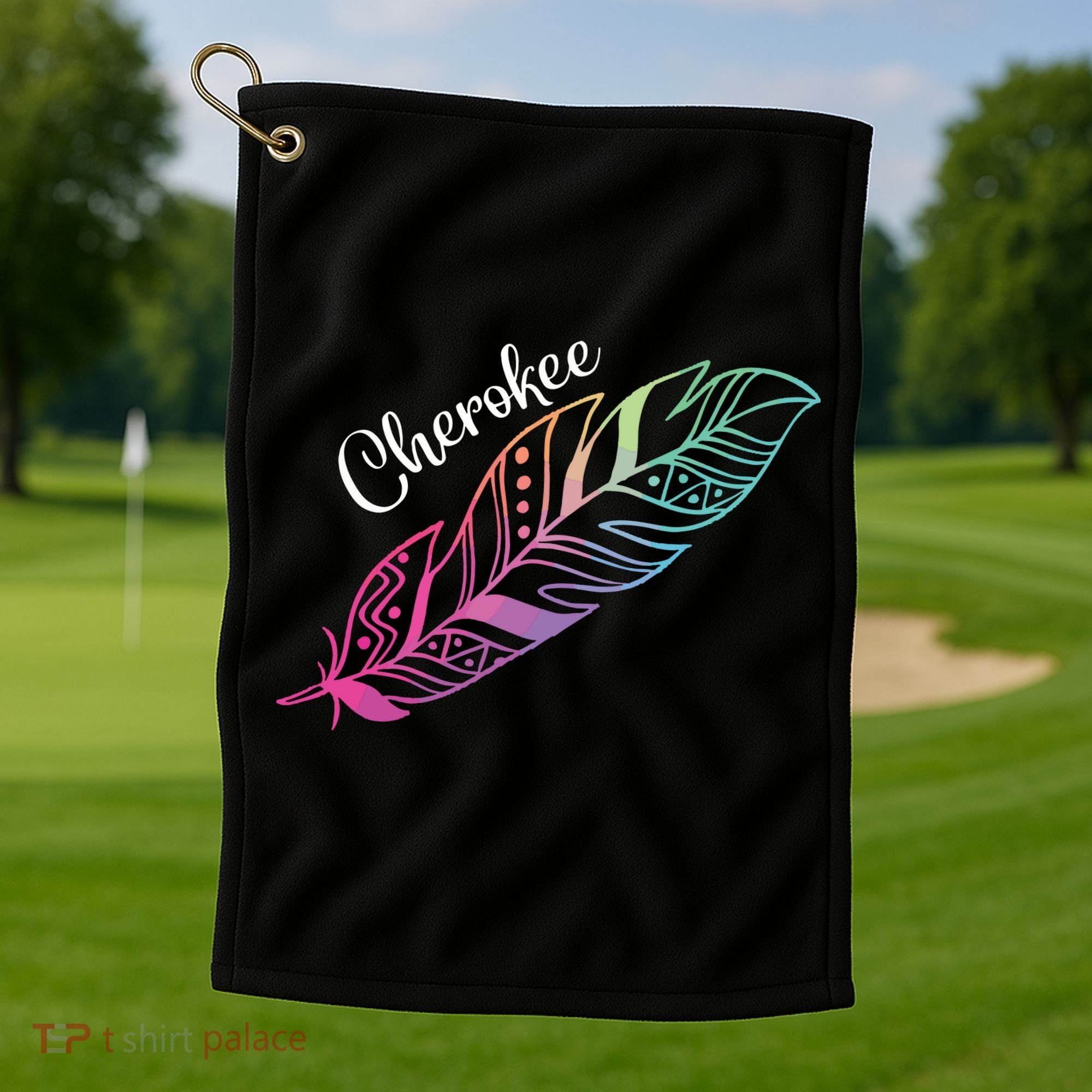 Indigenous Feather Tee Native American Cherokee Tribe Golf Towel