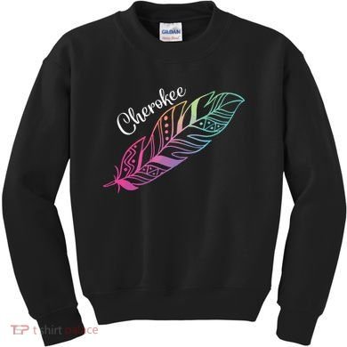 Indigenous Feather Tee Native American Cherokee Tribe Kids Sweatshirt