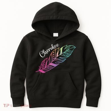 Indigenous Feather Tee Native American Cherokee Tribe Kids Hoodie