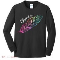 Indigenous Feather Tee Native American Cherokee Tribe Kids Long Sleeve Shirt thumb 0