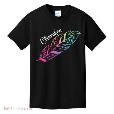 Indigenous Feather Tee Native American Cherokee Tribe Kids T-Shirt