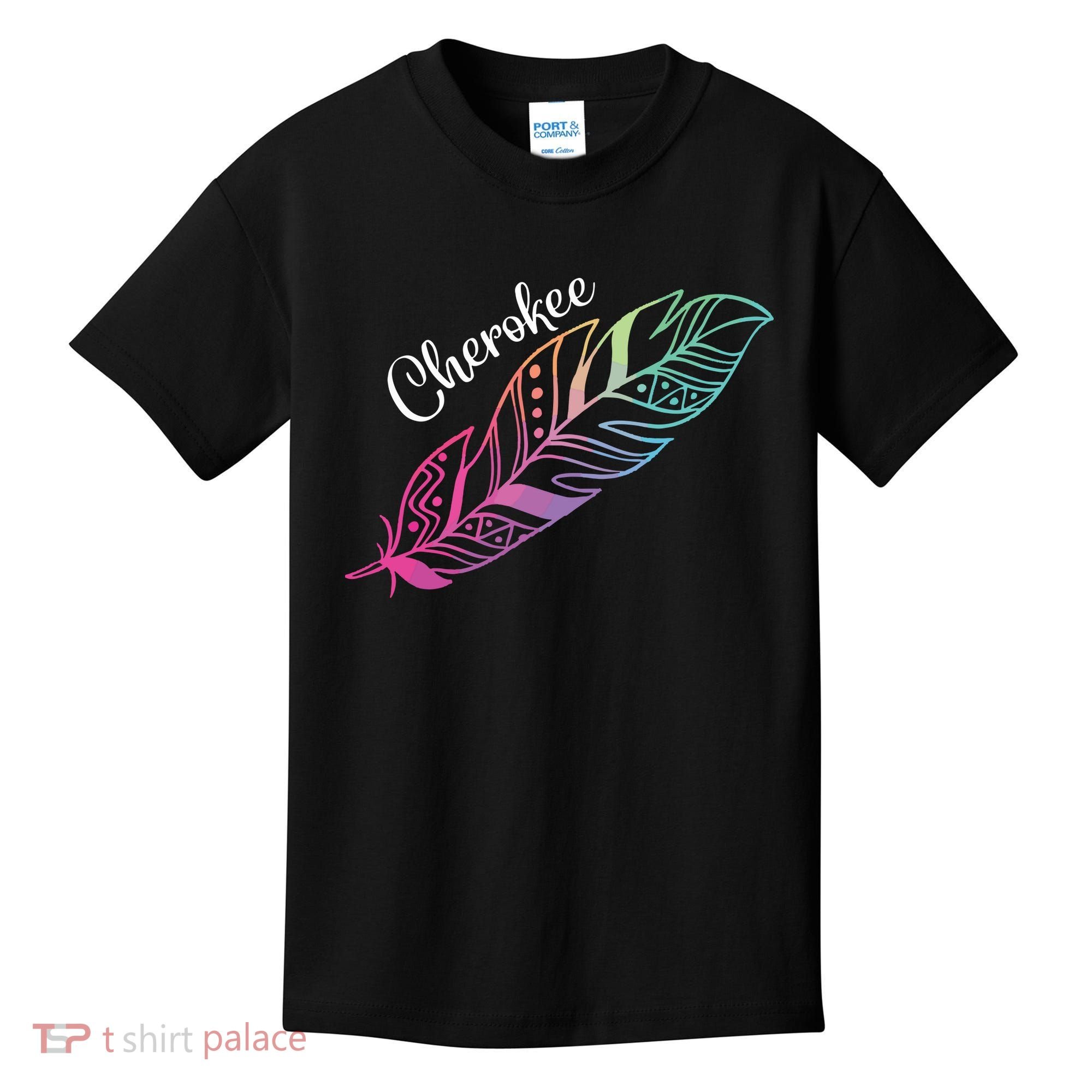 Indigenous Feather Tee Native American Cherokee Tribe Kids T-Shirt